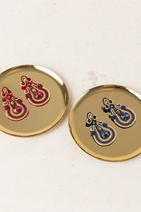Pendientes Bordados Resina y Cristal
