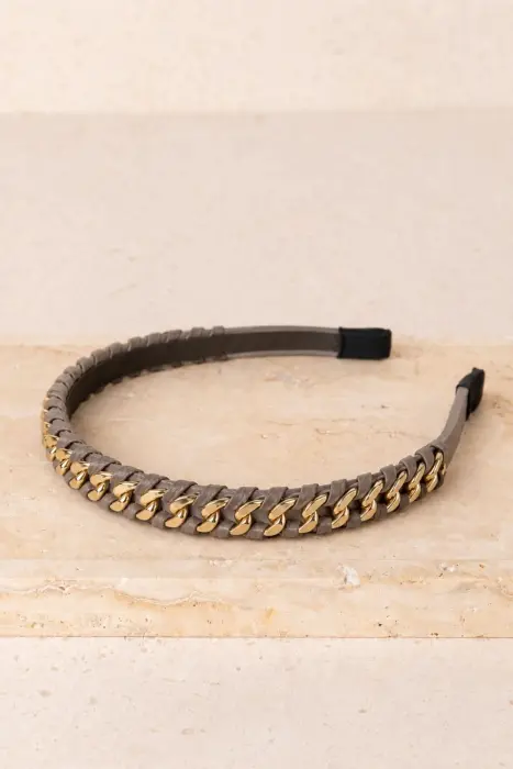Diadema finas tejido y cadena de resina