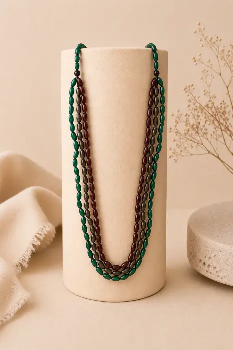 Collar Largo Resinas Tricolor