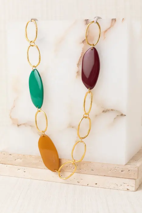 Collar largo resinas tres colores