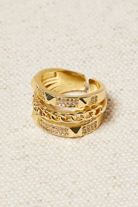 Anillo texturizado cristales