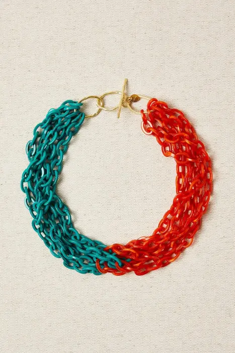 Collar eslabones resinas bicolor