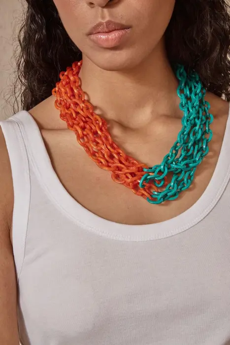 Collar eslabones resinas bicolor