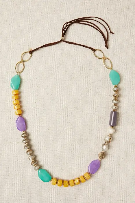 Collar largo resinas geométricas colores