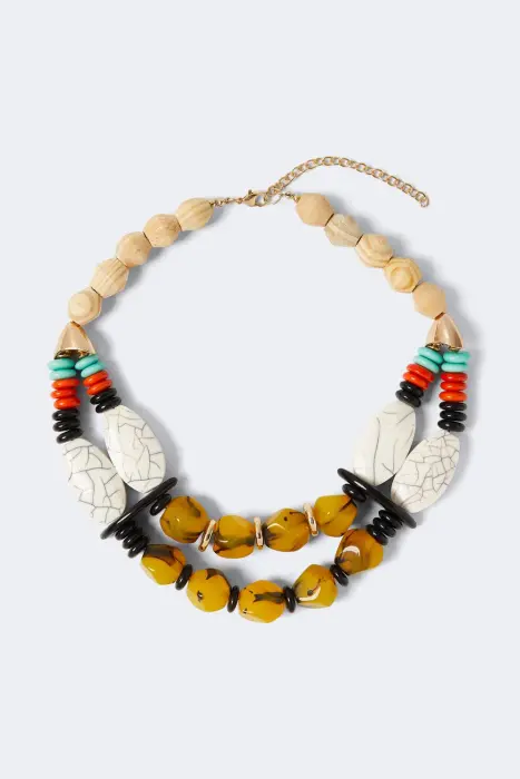 Collar doble vuelta resina y madera