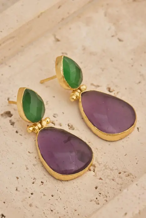 Pendiente lágrima piedra natural