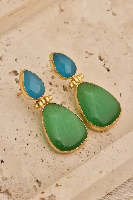 Pendiente lágrima piedra natural