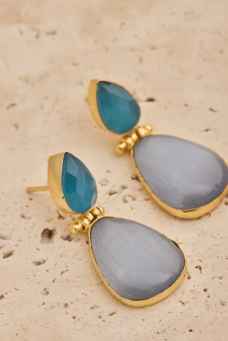 Pendiente lágrima piedra natural