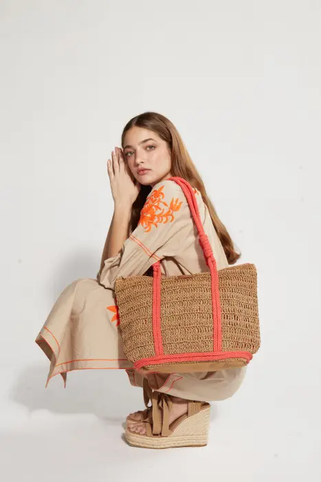 Bolso shopper rafia marinero