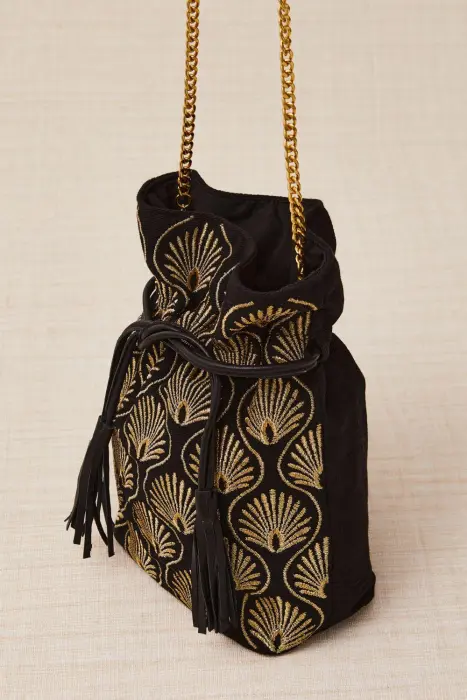 Bolso Saca de Terciopelo Bordado