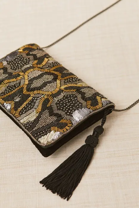 Bolso Cartera Bordada Geometrías