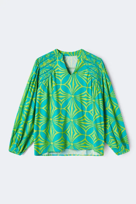 Camisa estampada verde ácido