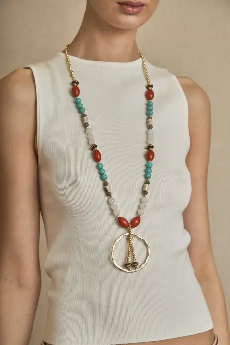 Collar largo colgante circular