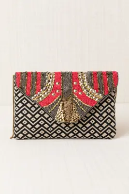 Bolso cartera zigzag solapa bordada
