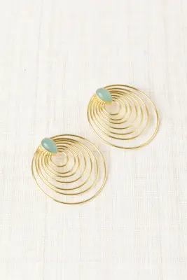 Pendiente múltiple aro y piedra natural