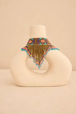Choker cordón boho pico flecos