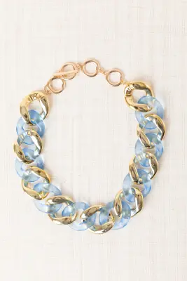 Collar corto eslabones combinado resina