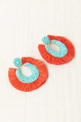 Pendiente Rafia Flecos Bicolor