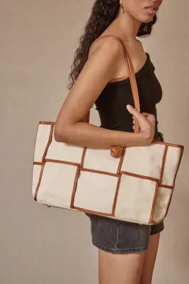 Bolso shopper cuadros color