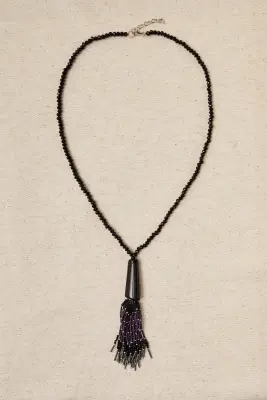 Collar largo borla flecos cristales
