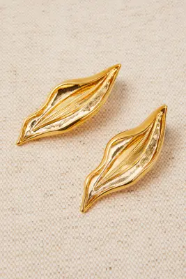 Pendientes abanico y hoja ondulada