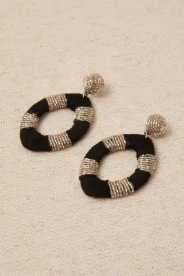 Pendiente aros ovalados negro