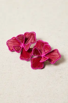Broche doble flor rafia