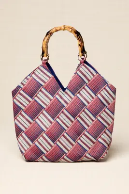 Bolso trenzado con asa bambú