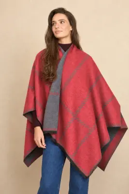 Poncho Reversible Cuadro Maxi