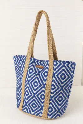 Bolso Capazo Rafia Geometrías