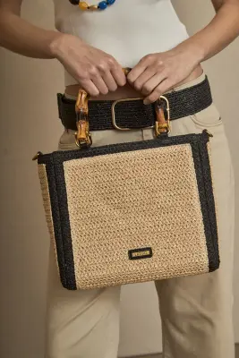 Bolso Rafia y Bambú