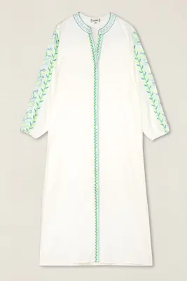 Vestido Kurta Bordado Hojas