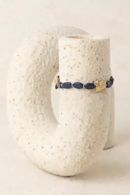 Pulsera Fina Resina y Latón Baño Oro