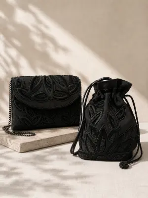 Bolso Hojas Bordadas