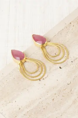 Pendiente triple gota piedra natural