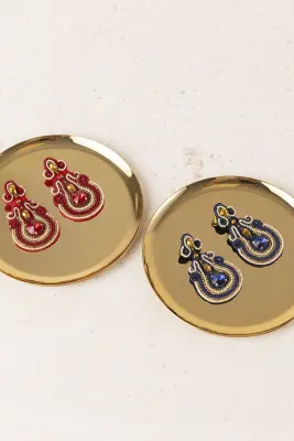 Pendientes Bordados Resina y Cristal