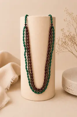 Collar Largo Resinas Tricolor