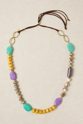 Collar largo resinas geométricas colores