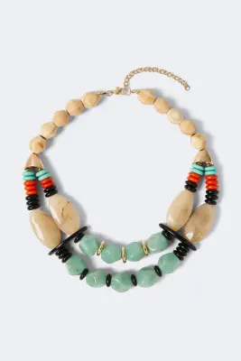 Collar doble vuelta resina y madera