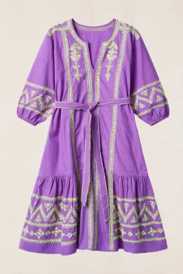 Vestido Bordado Violeta