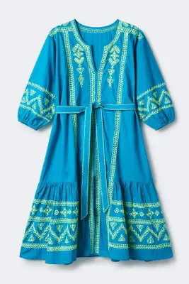 Vestido Bordado Turquesa